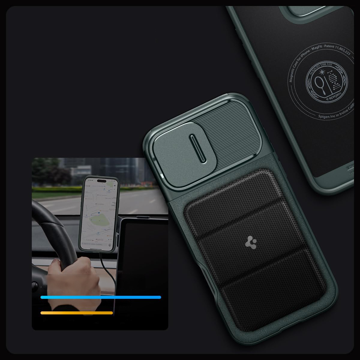 Etui Spigen Optik Armor Mag do MagSafe do iPhone 16 Pro, zielone
